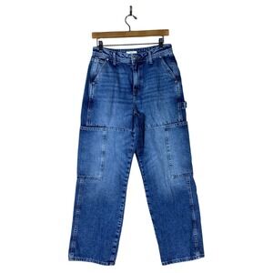 Forever 21 Carpenter Solid Jeans Blue Workwear Utility Straight Leg Size 27